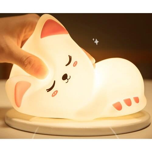 Cute Pat Lights Colorful Soft USB Pink White Baby Night Light for Bedroom Children Adult Animation Holiday Decorations Lighting