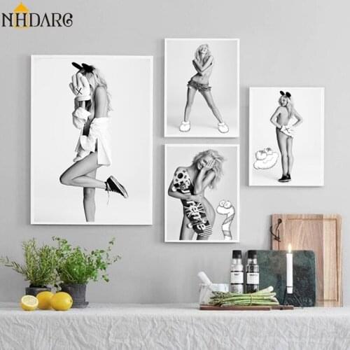Nordic Vogue Sexy Girl Cartoon Fashion Posters and Prints Canvas Print Painting Art Wall Pictures for Living Room Home Decor