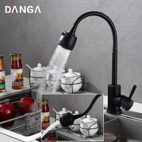 Kitchen Faucets Hot and Cold Mixing Tap Black Kitchen 360 degrees Swivel Faucet Stainless Steel Sink Tap Household Water Faucet