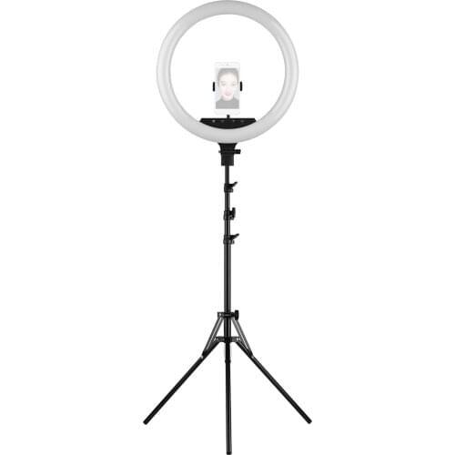 18 Inch LED Ring Light Fill-in Lamp 48W Dimmable 2700K-5500K Lighting with Tripod Cell Phone Holders for Photography