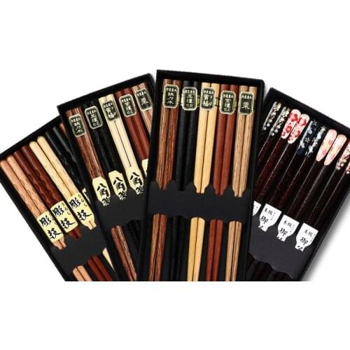 Japanese wooden chopsticks non slip family Korean gift household Tortoiseshell chopsticks artesanias de porcelana Chopsticks