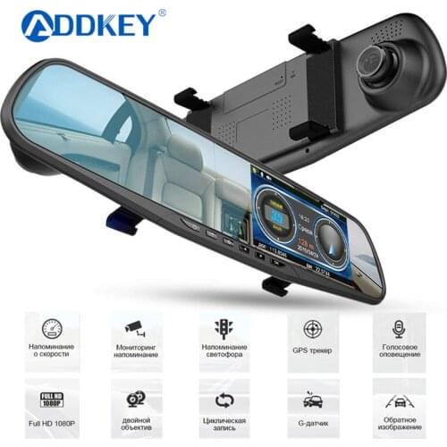 ADDKEY Car DVR Radar Detector Mirror Camera Video Recorder FHD 1080P Auto Camera Dual Lens Rear View Camera Speedcam dash cam