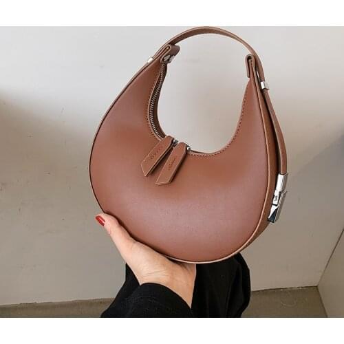 Half a Month Small Underarm bag 2021 Summer New PU Leather Womens Designer Handbag Solid color Shoulder Messenger Bag Purses
