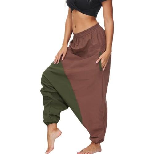 Womens Elastic Waist Loose Gypsy Yoga Harem Pants,Drop Bottom Fit Baggy Hippie Boho Casual Beach Pants