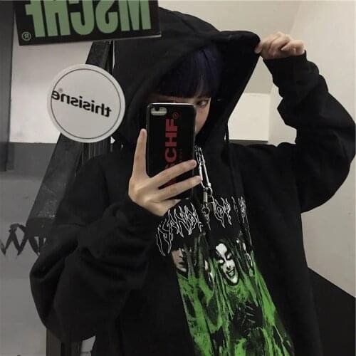 Harajuku Large Size Womens Hoodies Casual Flame Print Sweatshirt Korean Style Autumn Long Sleeve Hooded Womens Pullovers Tops