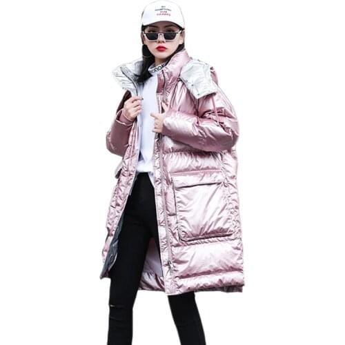 Women Winter Coat Long 2020 Fashion Female White Down Cotton Jaket Ultra-Large Genuine Fur Raccoon Collar Windbreak Warm Parkas