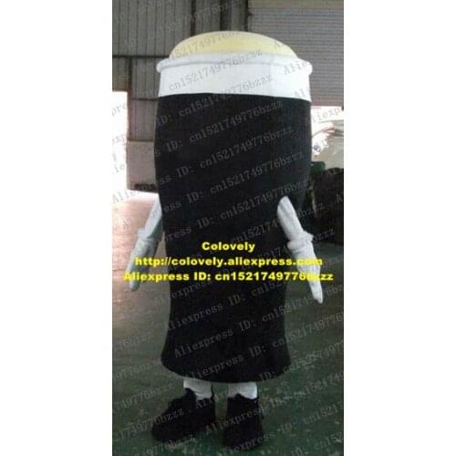 Lively Black Beer Cup Wine Mug Tumblerful Glass Mascot Costume Black Cylinder Body White Thin Arms Black Shoes No.4698 FS
