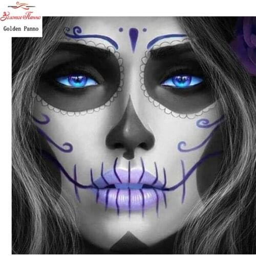 GOLDEN PANNO Diamond Painting Full Square 5D Diy Daimond Embroidery Diamant Mosaic Sale Displasy Broderie Diamant Skull Woman 12