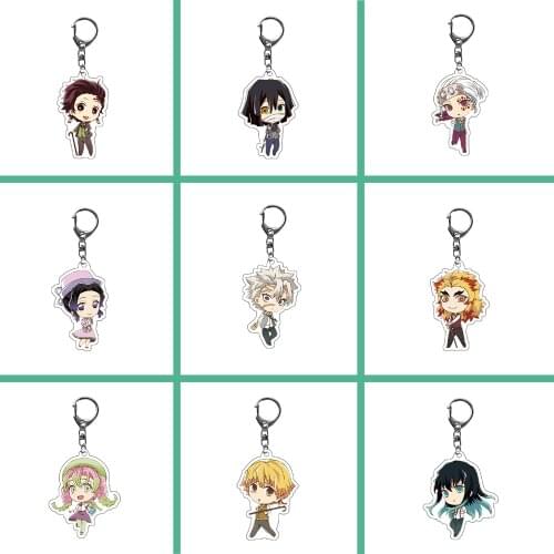 1pc Anime Demon Slayer Metal Keychain Fashion Kimetsu No Yaiba Tanjirou Nezuko Agatsuma Zenitsu Figure Pendant Keyring