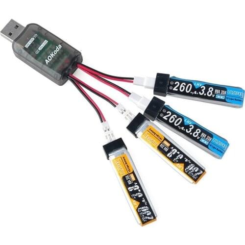 1pcs AOKoda CX405 4CH Micro USB Battery Charger Support 1S LiPo/LiHv 4.2V/4.35V Battery For RC Helicopter Airplane Toys Drone