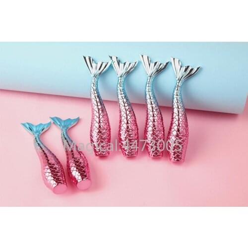 10-100PCS 3ml/g Pink Blue Gradients Mermaid Lip Glaze Bottle Empty Gloss Tube Bottle Lipgloss Tube Lip Gloss Cosmetic Container