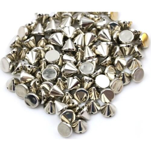 100Pcs/lot DIY Bead Crafts Riveting Garment Wedding Gold Silver Sew on Spike Rivet Studs Nail Punk Rock For Bags Dress Clothes