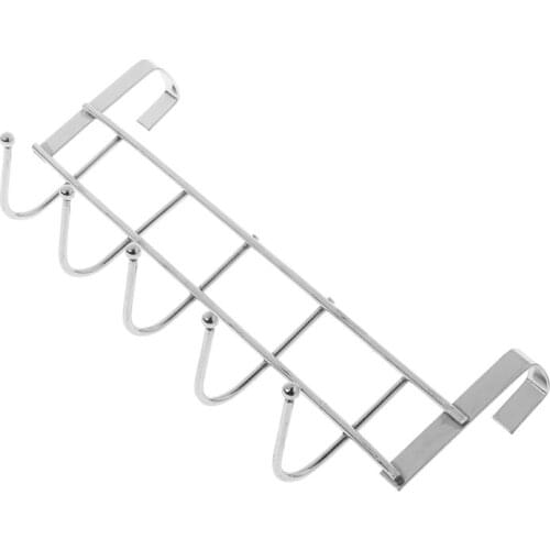 5 Hooks Over Door Clothing Hanger Rack Cabinet Door Loop Holder Shelf For Home Bathroom Kitchen For Sale