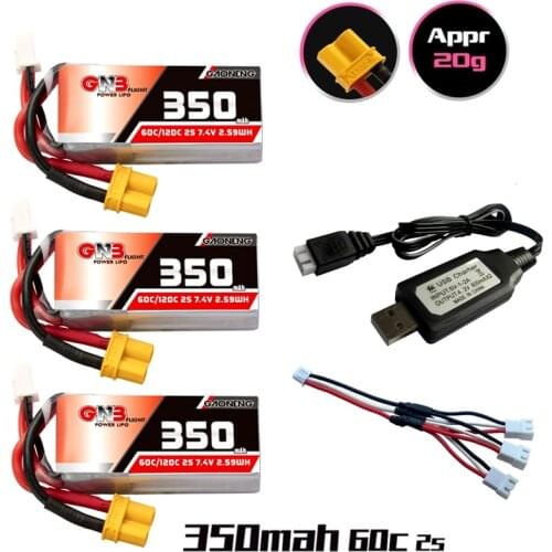 Gaoneng Gnb HV Lipo Battery 350Mah 2S 7.4V 60C/120C with XT30 Plug For Beta75X Rc Drone Fpv racing Drone with USB Charger
