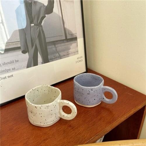 Nordic Ink Dots White Ceramics Cup Breakfast Milk Tea Drink Coffee Kitchen Couple Of Gifts Nice With Handle Cup Home Decoration