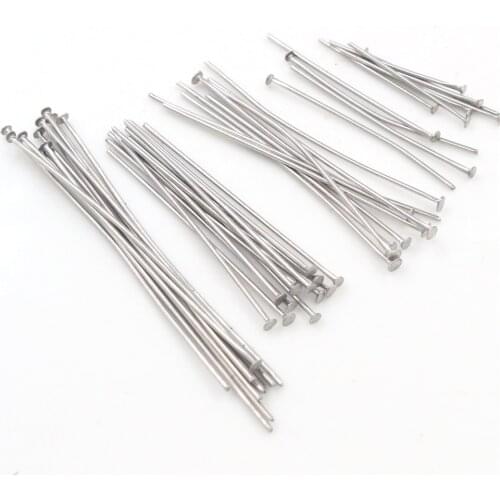 No Fade 100pcs/Lot 20 30 35 40 70 mm Stainless Steel Flat Head Pin Findings Headpins For Jewelry Making DIY Supplies Accessories