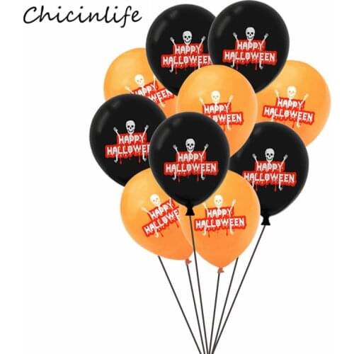 Chicinlife 10pcs boo Spider web skull happy halloween Latex Balloons Witch Pumpkin Balloon Halloween Party Decoration