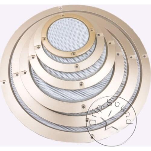For 3"/4"/5"/6.5"/8"/10" Inch Speaker Conversion Net Cover Audio Decorative Circle Metal Mesh Grille Protection #Golden+White
