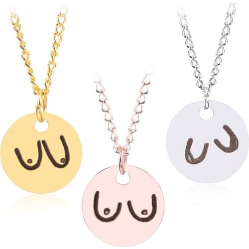 Feminist Jewelry Boobs Necklace Simple Disk Breast Pendant Necklace Breastfeeding Mothers Gift