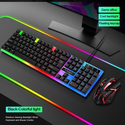 Tf230 Rainbow Backlight Usb Ergonomic Gaming Keyboard And Mouse Set For Laptop Teclado y mouse mecánicos con cable Home Keyboard