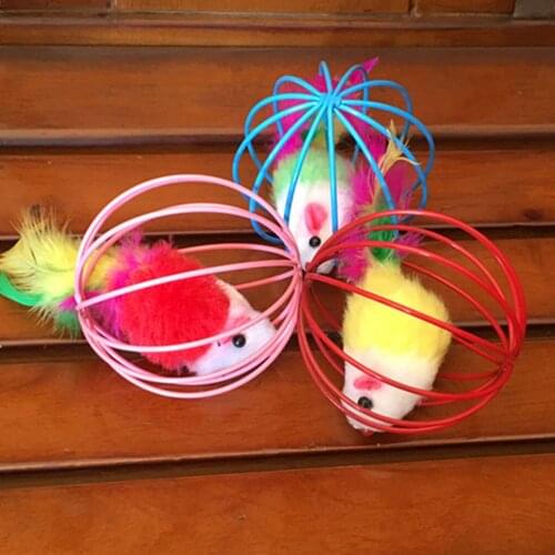 Pet Toys Hollow Ball Feather Mouse Toys Pet Playing Funny Pet Animals Mice Mouse Toys Random Color