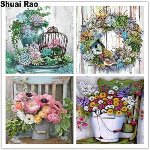 Full drilling Diamond Painting succulent plants Diamond Full Round Diamond Embroidery Picture Diamond Art Home decoration