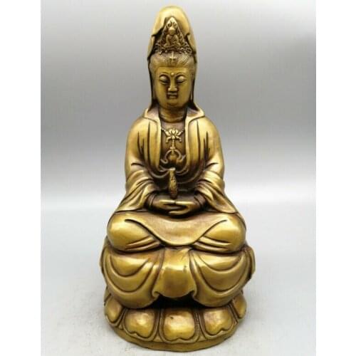 Chinese Antiques Collect The Old Brass Seated Statue of Guanyin Bodhisattva
