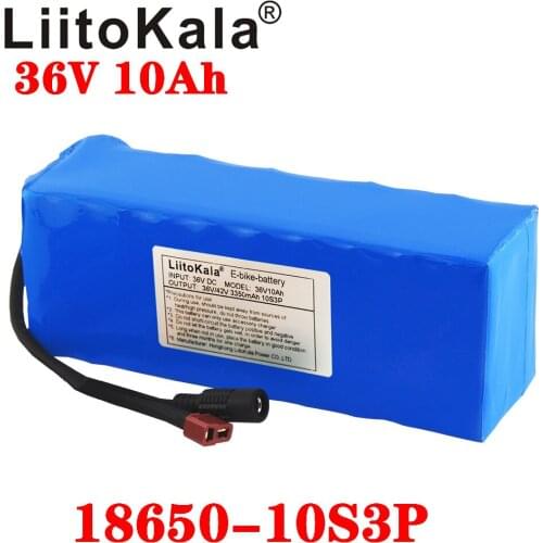 LiitoKala 36V 10Ah 500W High power&capacity 42V 18650 lithium battery pack ebike electric car bicycle motor scooter with BMS