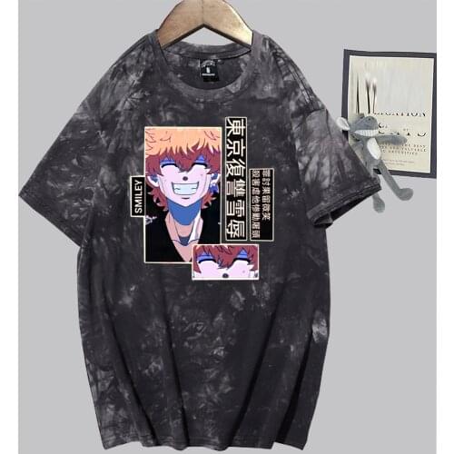 Mens T-shirt Tokyo Revengers Cool Smiley Tie Dye Casual Clothes Hip Hop Tops Tees Harajuku Kawata Nahoya Short Sleeve