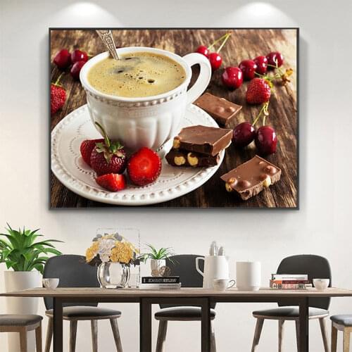 Coffee Cup DIY 11CT Cross Stitch Embroidery Kits Craft Needlework Set Printed Canvas Cotton Thread Home Decoration Hot Room