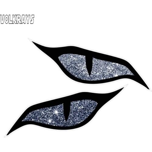 Volkrays 2 x Personality Car Sticker Large Pair of Evil Eyes Design Glitter Effect Waterproof Sunscreen PVC Decal,14cm*6cm
