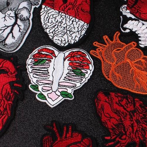 DIY Heart Patch Punk Patches Embroidered Patches For Clothing Red Cool Stickers For Clothes Stripe Badge Iron On Patch Accessory