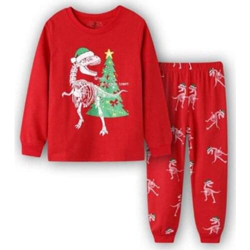 New Kids Boys Dinosaur Pajamas Sets Toddler Pyjamas Children Nightwear Clothes Long Sleeve Sleepwear Boys Girls Cotton Pijamas