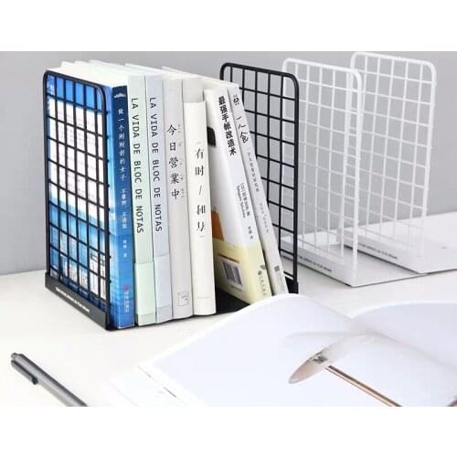 MINKYS 2PCS/Pair Simple Series Metal Bookends Book Stand Holder Desktop Organizer School Office Stationery