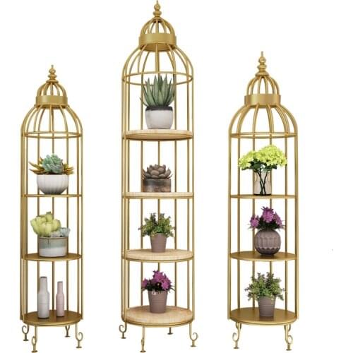 Living Room Shelf Landing Type Originality Cage Modelling Layer Frame Flower Multi-storey Wood Flower Rack