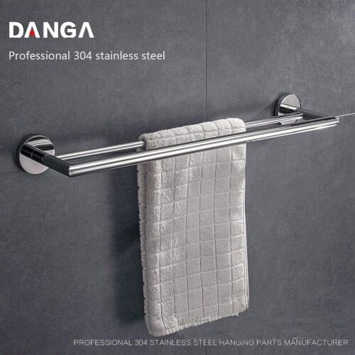 Towel Holder Wall Mounted Fixed Towel Rack 304 Stainless Steel Towel Bar Hanging Shelf Shower Storage Ring Bathroom Accessories