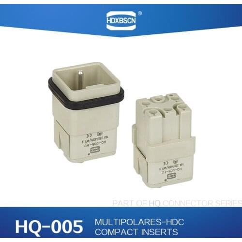 Industrial rectangular heavy duty connector HDC HQ-005-MC/FC 5 core 10A waterproof aviation plug