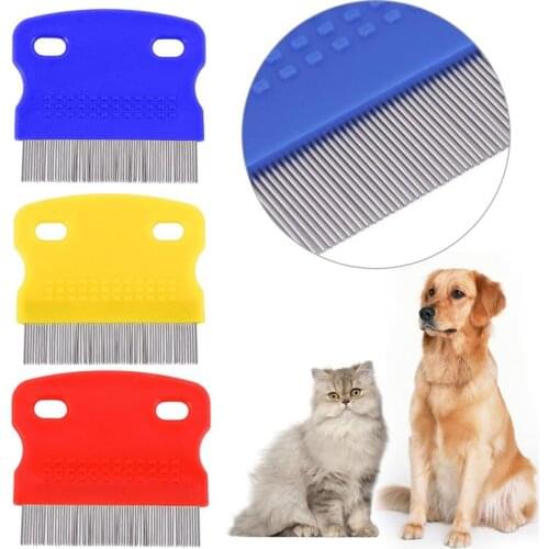Pet Dog Comb Remove Flea Hair Brush Hair Comb Puppy Cat Comb Dog Brush Multifunction Pet Grooming Stainless Steel Random Color