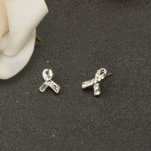 Gift of propaganda against AIDS ribbon Earrings white ribbon Femal To prevent breast cancer Lapel Pin Thailand Brincos X1758