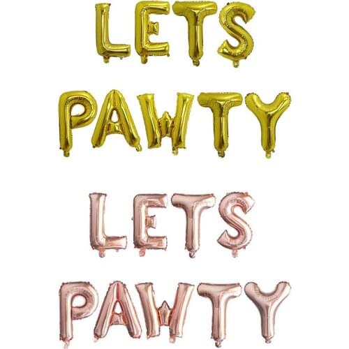 9pcs 16'' Foil Balloons Cute Letter LETS PAWTY Party Balloon Decor Balloon for Pet Dogs Cats Birthday Party Decoration Air Ball