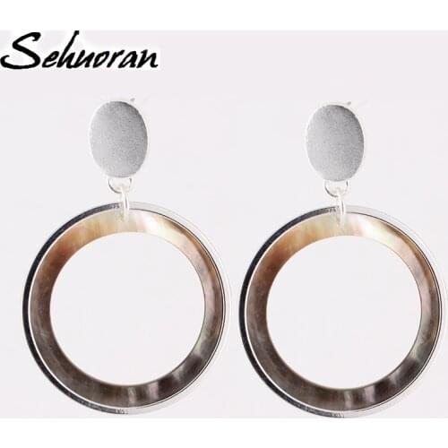 Sehuoran Dangle Earrings Natural Ocean Shell Big Long Earrings For Woman New Hot Sales Hanging Earrings