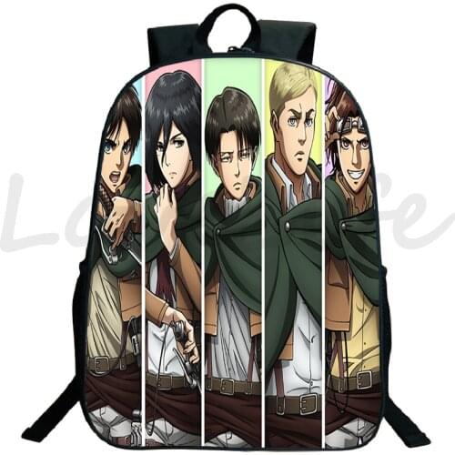 Hot Sale Attack on Titan Eren 16 Inch Backpack Boys Girls Anime Knapsack Students Levi School Bag Men Women Daily Rucksack