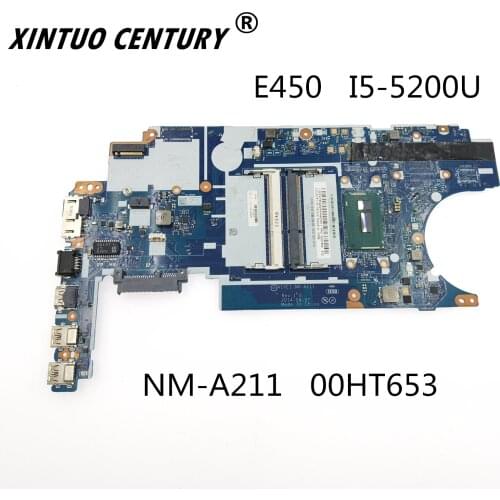 00HT653 00HT652 For Lenovo Thinkpad borda E450 E450C computador portátil placa-mãe NM-A211 i5-5200U CPU 100%test