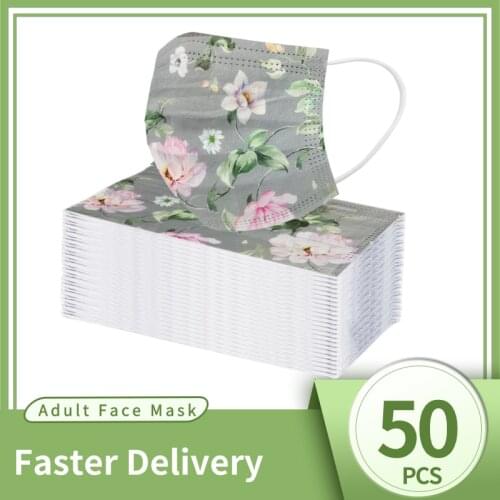 10/50pcs Floral Mascarillas Desechables Adult Disposable Anti-pollution 3 Layer Masks For Masque Halloween Mask Cosplay