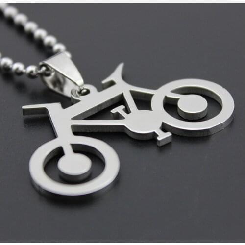 10 New Stainless Steel Geometric Mountain Travel Bicycle Necklace Hollow Round bike Pendant charm Necklace Jewelry for love gift