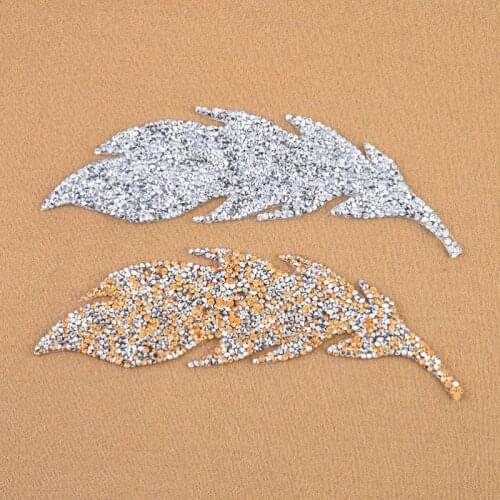 10pcs Creative Rhinestone Leaf Patch Sticker Iron On Patch For Clothing Decoration Paillette Diy Accessories Parches Para La