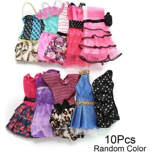10 Piece Dress Up Dolls Clothes Set Fashion Skirt Wedding Dress Best House Party Clothing Girl Gift V3O7