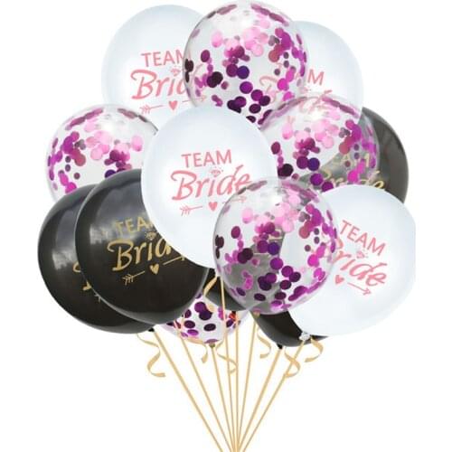 15pcs Wedding Party To Be Bride Latex Balloon Confetti Baloon Set Hen Night Bachelorette Party Decorations Team Bridal Shower