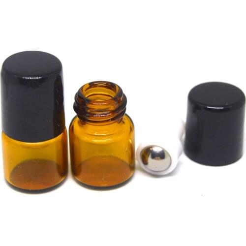 20pcs 1ml Amber Perfume Sample Roller Glass Bottle Small Roll-on Refillable Essential Oil Bottle Free Shipping