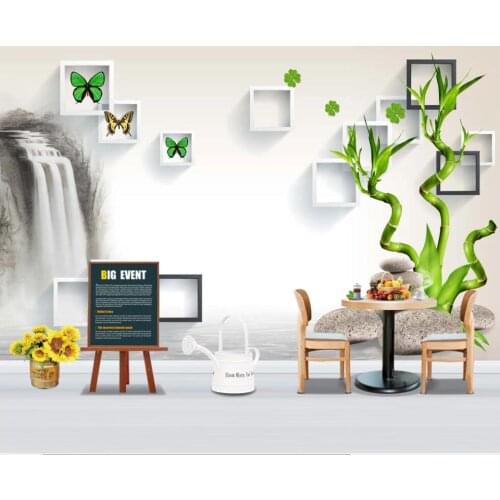 3d photo wallpaper custom mural on the wall Butterfly frame bamboo stone background home decor wall paper in the living room